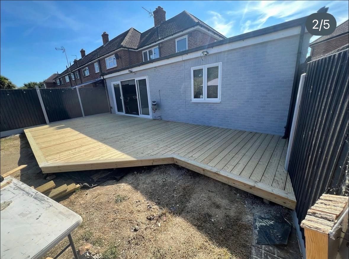 Large finished garden deck