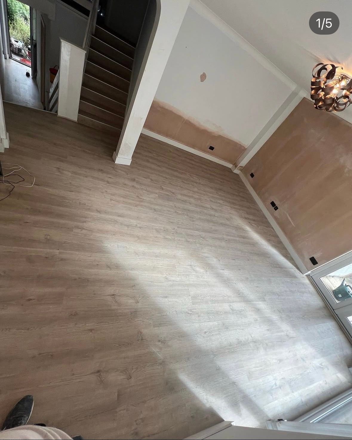 Wood flooring in a bright room