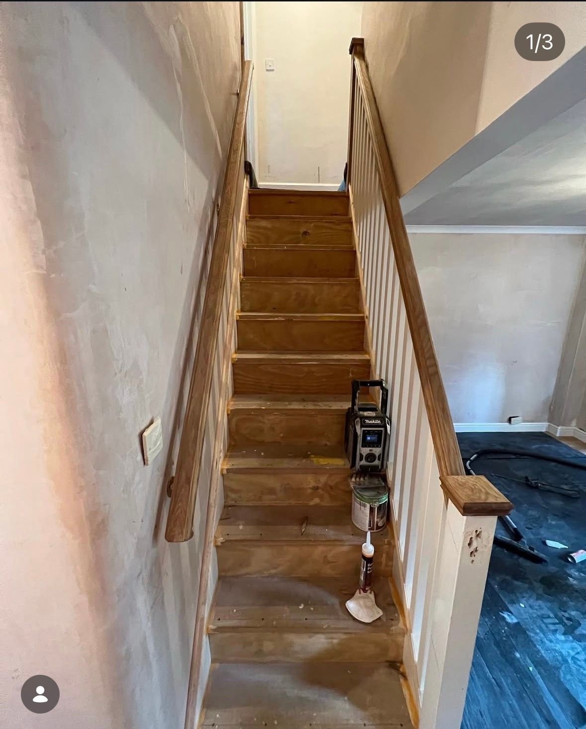 Staircase with timber treads