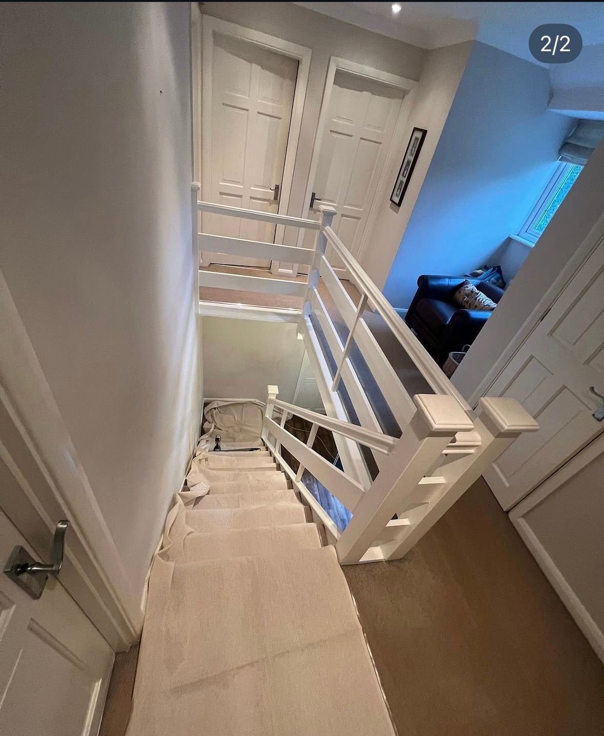 Staircase landing with new balustrade